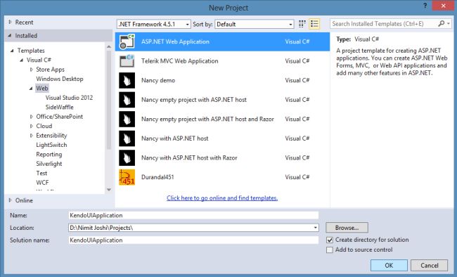 Creating Web Application in VS 2013